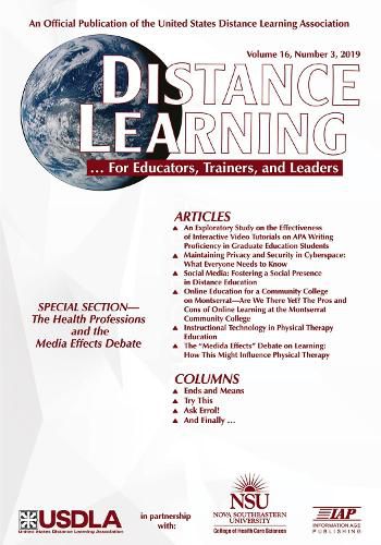 Cover image for Distance Learning - Volume 16 Issue 3 2019