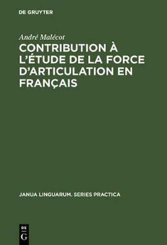 Cover image for Contribution A l'Etude de la Force d'Articulation En Francais