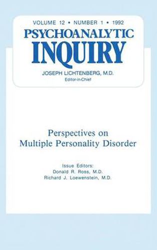 Cover image for Multiple Personality Disorder: Psychoanalytic Inquiry, 12.1