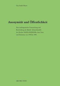 Cover image for Anonymitat und OEffentlichkeit