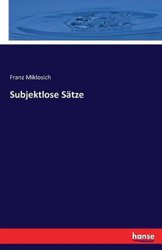 Cover image for Subjektlose Satze