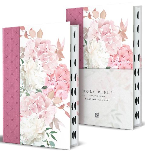 Cover image for KJV Holy Bible, Giant Print Large format, Hardcover Pink with Flowers with Ribbon Marker, Red Letter, and Thumb Index