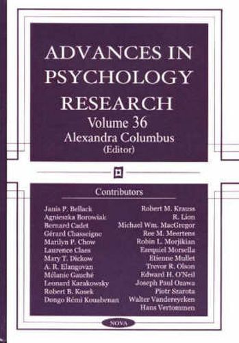 Cover image for Advances in Psychology Research: Volume 36