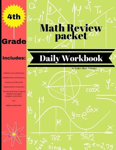Cover image for 4th Grade Math Review Packet Daily Workbook: Daily Practice Workbook-Builds and Boosts Key Skills Including Math Drills and Vertical Multiplication Problems Worksheets.
