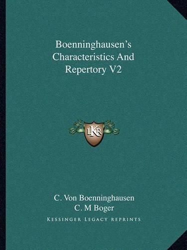 Cover image for Boenninghausen's Characteristics and Repertory V2