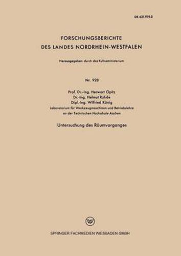 Cover image for Untersuchung Des Raumvorganges