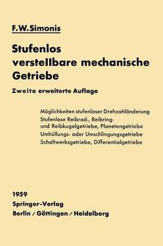 Cover image for Stufenlos verstellbare mechanische Getriebe