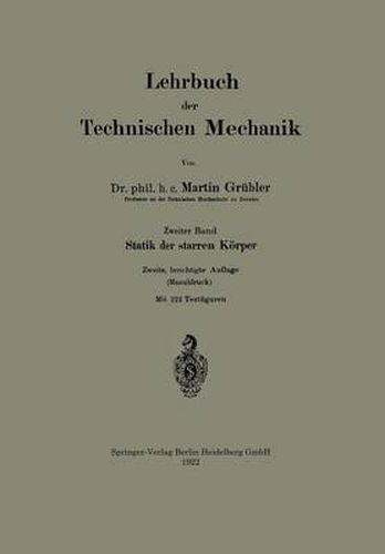 Cover image for Lehrbuch Der Technischen Mechanik: Statik Der Starren Koerper