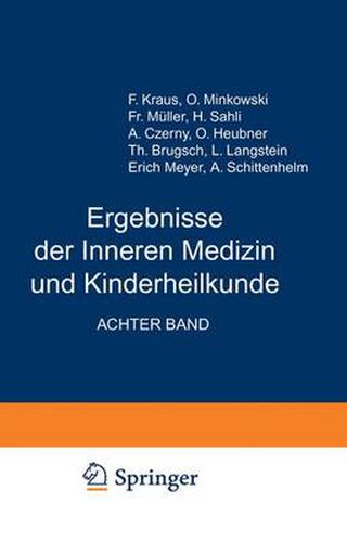 Cover image for Ergebnisse der Inneren Medizin und Kinderheilkunde: Achter Band