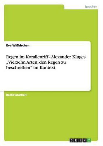 Cover image for Regen Im Korallenriff - Alexander Kluges  vierzehn Arten, Den Regen Zu Beschreiben Im Kontext
