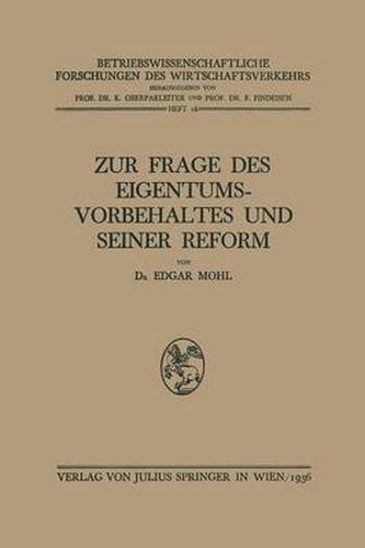 Cover image for Zur Frage Des Eigentumsvorbehaltes Und Seiner Reform