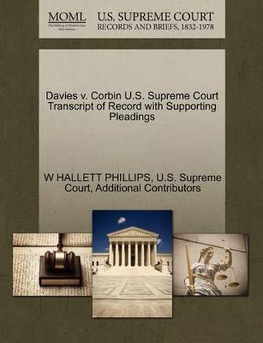 Cover image for Davies V. Corbin U.S. Supreme Court Transcript of Record with Supporting Pleadings