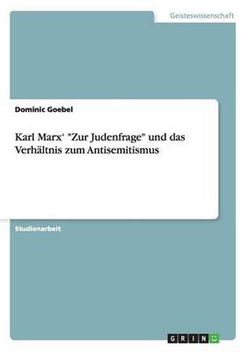 Cover image for Karl Marx' Zur Judenfrage und das Verhaltnis zum Antisemitismus
