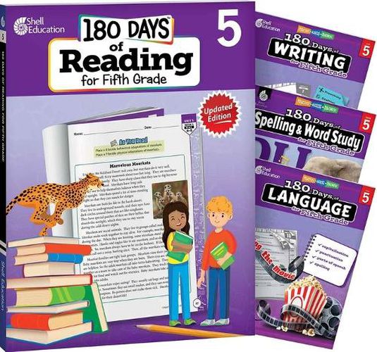 180 Days (TM): Reading 2nd Ed, Writing, Spelling, & Language Grade 5: 4-Book Set