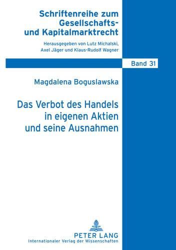 Cover image for Das Verbot Des Handels in Eigenen Aktien Und Seine Ausnahmen