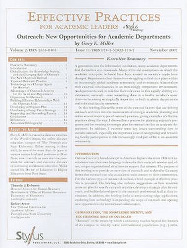 Outreach: New Opportunities for Academic Departments: Issue 11