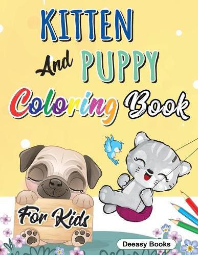 Cover image for Kitten And Puppy Coloring Book for kids