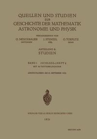 Cover image for Quellen Und Studien &#438;ur Geschichte Der Mathematik Astronomie Und Physik: Abteilung B: Studien