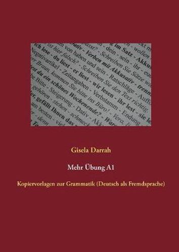 Cover image for Mehr UEbung A1: Kopiervorlagen zur Grammatik (Deutsch als Fremdsprache)