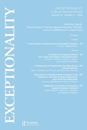 Cover image for Critical Issues in Training Special Education Teachers: A Special Issue of exceptionality