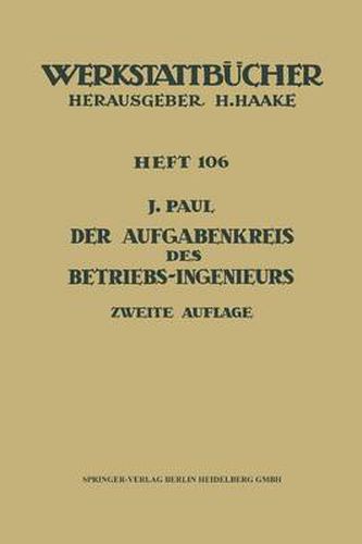 Cover image for Der Aufgabenkreis Des Betriebs-Ingenieurs