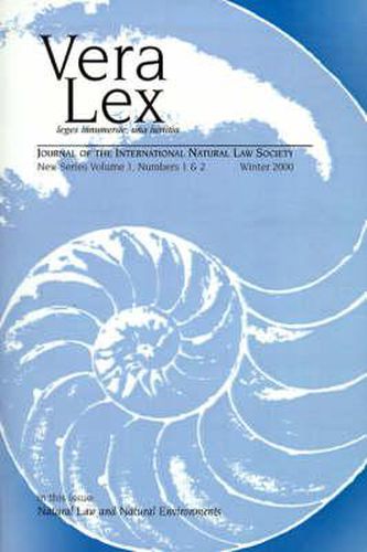 Cover image for Vera Lex: Journal of the International Natural Law Society