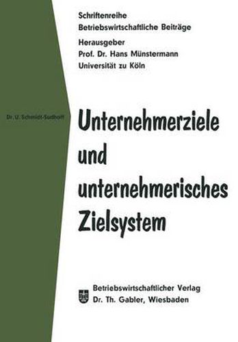 Cover image for Unternehmerziele Und Unternehmerisches Zielsystem