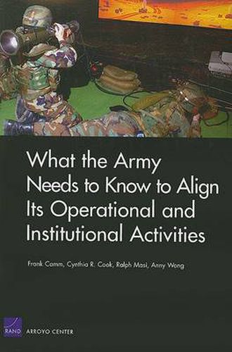 What the Army Needs to Know to Align its Operational and Institutional Activities