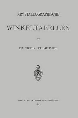 Cover image for Krystallographische Winkeltabellen