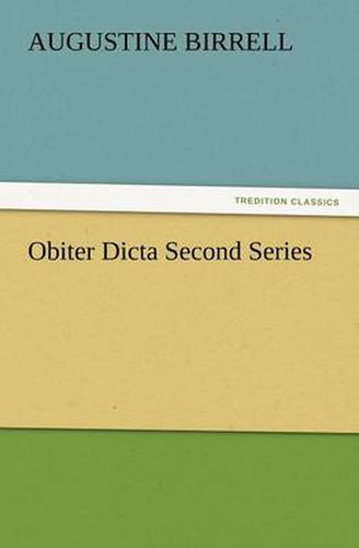 Cover image for Obiter Dicta Second Series