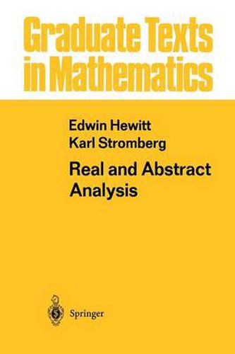 Cover image for Real and Abstract Analysis: A Modern Treatment of the Theory of Functions of a Real Variable