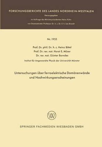 Cover image for Untersuchungen UEber Ferroelektrische Domanenwande Und Nachwirkungserscheinungen