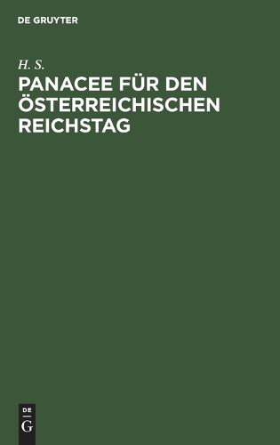 Cover image for Panacee Fuer Den OEsterreichischen Reichstag