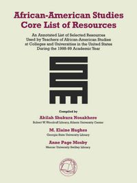 Cover image for African-American Studies Core List of Resources