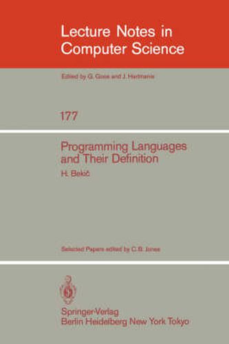 Cover image for Programming Languages and their Definition: Selected Papers