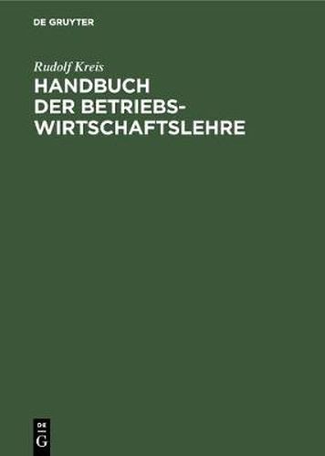 Cover image for Handbuch der Betriebswirtschaftslehre