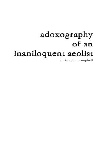 Cover image for Adoxography of an Inaniloquent Aeolist