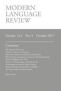 Cover image for Modern Language Review (112: 4) October 2017