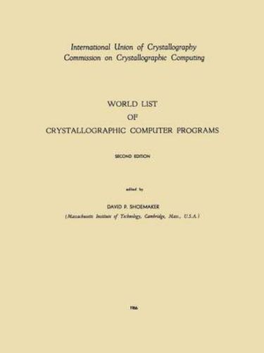 Cover image for World List of Crystallographic Computer Programs