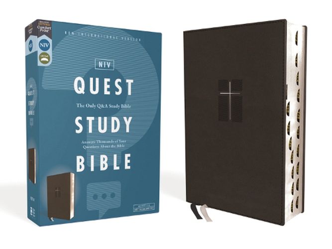 Cover image for NIV, Quest Study Bible, Leathersoft, Black, Thumb Indexed, Comfort Print: The Only Q and A Study Bible