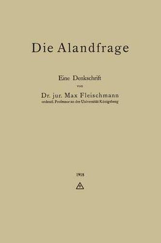 Cover image for Die Alandfrage: Eine Denkschrift