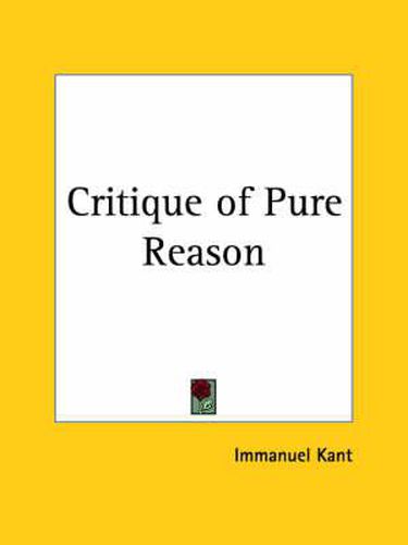 Cover image for Critique of Pure Reason (1890)