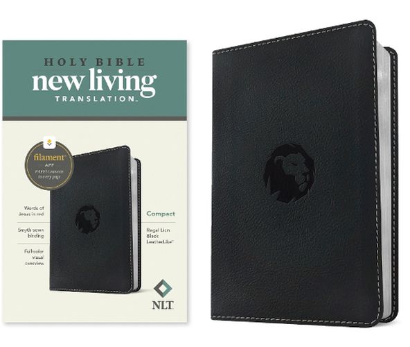 Cover image for NLT Compact Bible, Filament-Enabled Edition (Leatherlike, Regal Lion Black, Red Letter)