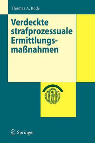 Cover image for Verdeckte Strafprozessuale Ermittlungsmassnahmen