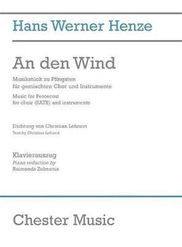 Cover image for An Den Wind: Music for Pentecost