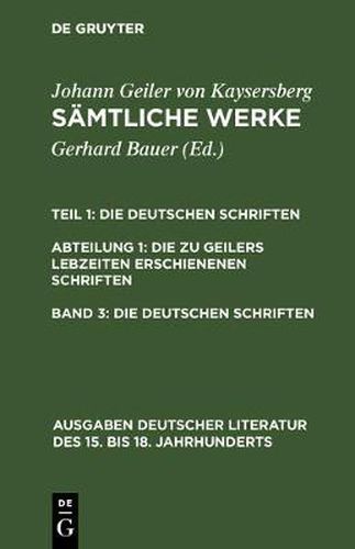 Cover image for Samtliche Werke, Band 3, Die deutschen Schriften