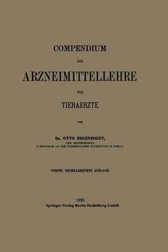 Cover image for Compendium Der Arzneimittellehre Fur Tieraerzte