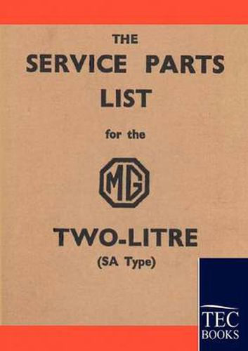 Cover image for Service Parts List for the MG Two-Litre