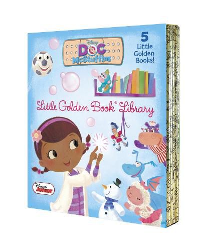 Cover image for Doc McStuffins Little Golden Book Library (Disney Junior: Doc McStuffins): As Big as a Whale; Snowman Surprise; Bubble-rific!; Boomer Gets His Bounce Back;  A Knight in Sticky Armor