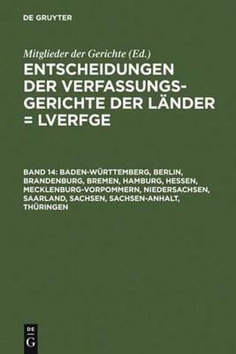 Cover image for Baden-Wurttemberg, Berlin, Brandenburg, Bremen, Hamburg, Hessen, Mecklenburg-Vorpommern, Niedersachsen, Saarland, Sachsen, Sachsen-Anhalt, Thuringen: 1.1. bis 31.12.2003